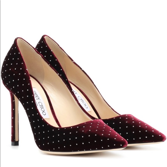 Jimmy Choo Romy 100 Glittered Velvet Pumps - Picture 1 of 1